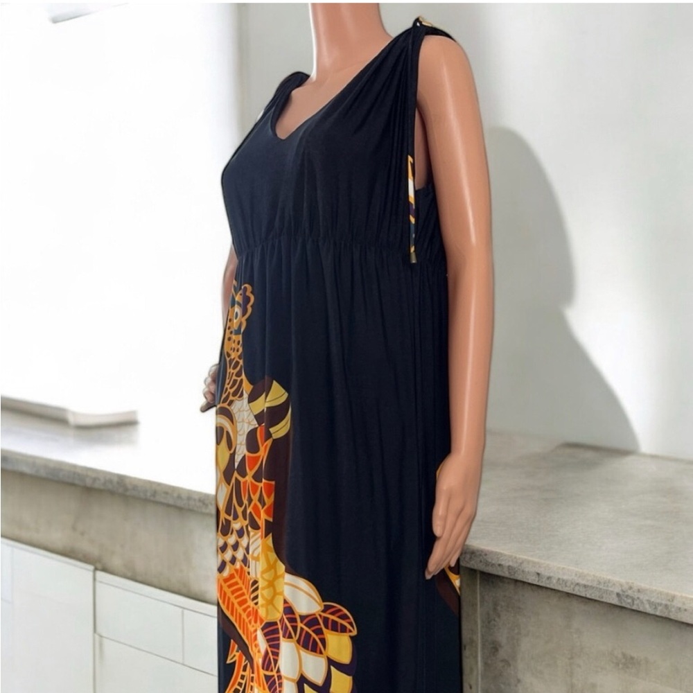 Nikki by Nikki Poulos "Dolores" Black Orange Maxi Embellished Dress Size Large - Picture 8 of 14